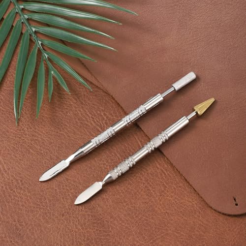 Double-Headed Stainless Steel Leather Edge Paint Roller, 2 PCS Leather Edge Dye Pen, Colorful Edges Roller Applicator Pen Printing Tool Leathers Working Tools Oil Paint Rollers for Dyeing DIY Craft