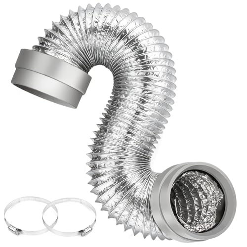MATEWORK 5FT Dryer Vent Hose 4 Inch, Heavy Duty Aluminum with Rubber Seals - color: Silver, size: 4 inch 5 Feet