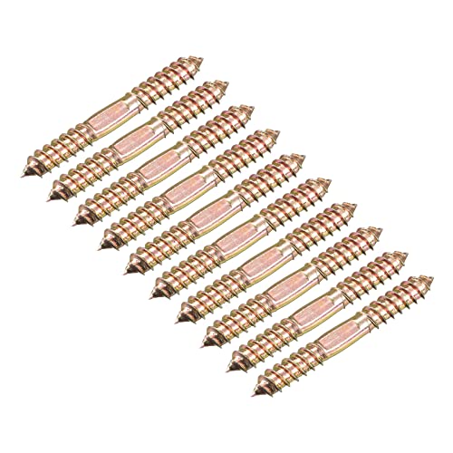 UXCELL 10x80mm Hanger Bolts, 12pcs Double Ended Self-Tapping Thread Dowel Screws for Wood Connecting - size: 80mm