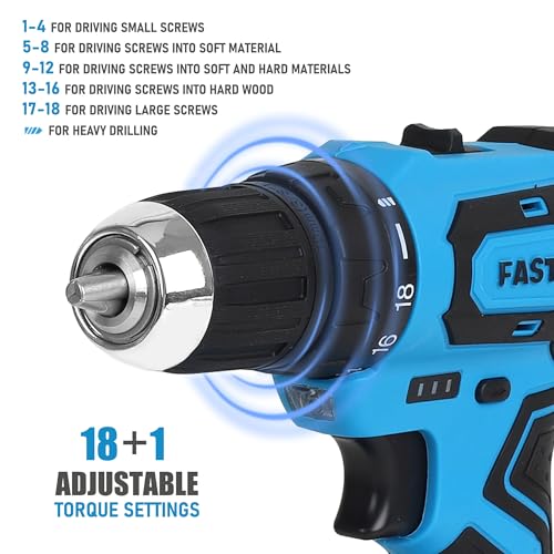 FASTPRO Home Tool Set with Drill, Household Repairing Tool Kit, Blue - color: Blue