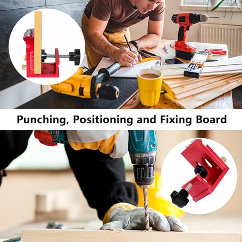 Pocket Hole Jig Set Woodworking Inclined Hole Positioner Pocket Dowel Hole Jig System Set Woodwork Guides Joint Carpentry Locator for Woodworking Angle Drilling Holes Carpenters