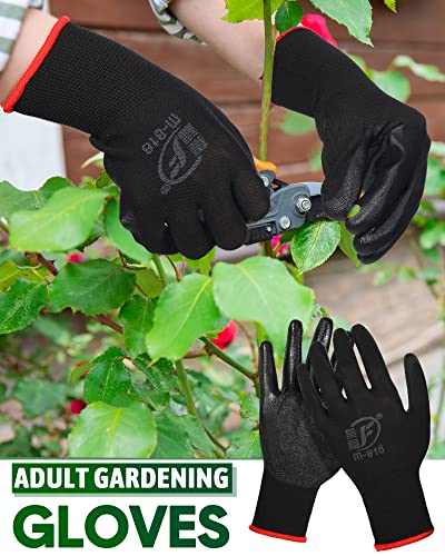 Nuogo 24 Pairs Gardening Gloves for Men Women Rubber Coated Landscaping Work Gloves Safety Work Construction - color: Black, Red