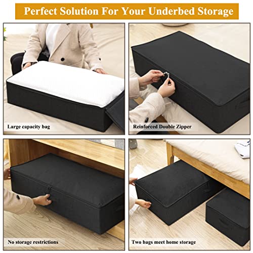 punemi 50L Under Bed Storage Containers with Zipper Lid, 3Pack, Black - color: Black, size: 3 Pack-6.7 inch Tall-Structured