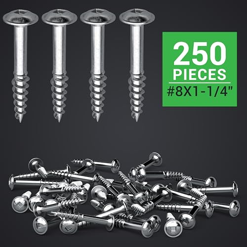 HOVR Solutions Zinc Plated Pocket Screws, #8 x 1-1/4in Square Drive, 250Pk