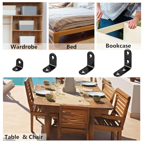 QSJ 26 PCS Corner Bracket Brace Set Stainless Steel 90-Degree Corner Braces 0.78’’/0.98’’/1.18’’/1.57’’with 64pcs Screws for Wood Furniture Cabinet Chair - size: 26Pcs Bracket Set (Solid L-0.78/0.98/1.18/1.57'')
