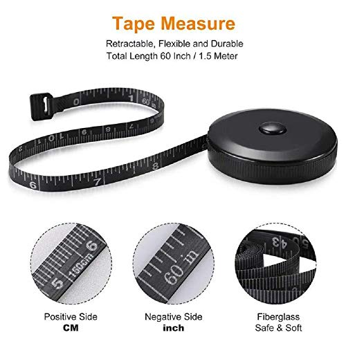 2 Pack Soft Tape Measure Retractable Measuring for Body Fabric Sewing Tailor Cloth Knitting Craft Weight Loss Measurements 60-Inch Soft Pink & Retractable Black Dual Sided Tape Measure Body Measuring