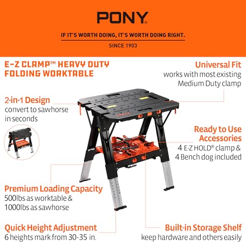 Pony Portable Folding Work Table, Workbench & Sawhorse