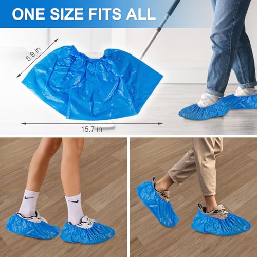14 Pcs Shoe Covers Disposable Non Slip, 7 Pairs Plastic Shoes Protectors, Thick Boot Cover, Stretchable, One Size Fit Most, Protect Your Shoes, Floor and Carpet (14)