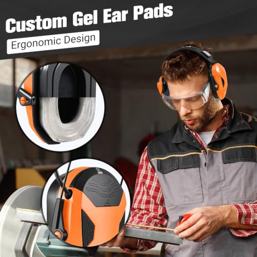 Electronic Shooting Ear Protection w/Gel Pads, 23dB NRR Active Noise Reduction & 3X Amplification Headset for Shooters - color: Orange