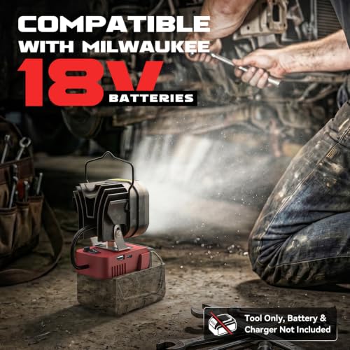 LED Work Light Compatible with Milwaukee 18V Battery, 60W 8000LM Tool Only - color: Red