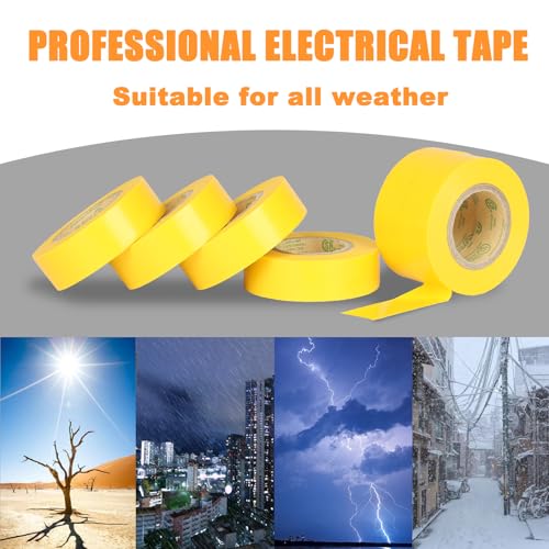 Yellow Electrical Tape, UL Approved, 0.7in x 33ft, 9 Pack - color: Yellow