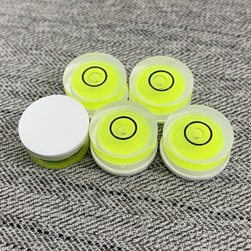 5Pcs Small Circular Bubble Levels with Double Sided Adhesive Bottom Mini Little Stick-on Bubble Spirit Level Measuring Layout Tools Levels (15x6mm) - size: 15x6mm