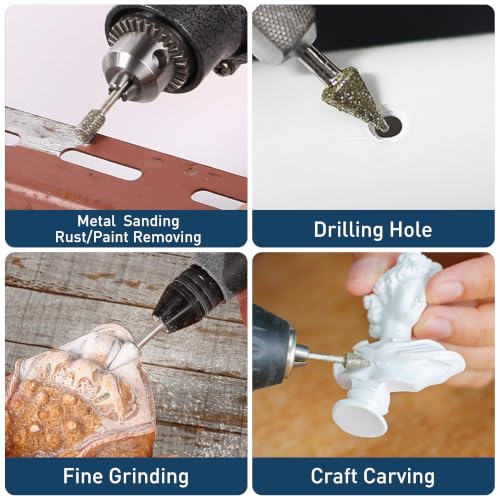shengbenhao Diamond Grinding Burr Bit Set Compatible with Dremel 20Pcs