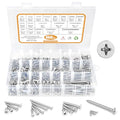 460PCS Stainless Steel Wood Screws Assortment Kit, 18 Sizes #4#6#8#10#12 Flat Head Sheet Metal Screws Self Tapping Screws Set for Wood Deck Drywall Concrete Screws, Length 1/4" to 2" - style: Silver Flat Head 460PCS