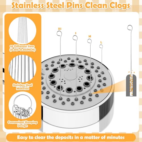 80 Pcs Shower Head Cleaner Tool–Showerhead Cleaning Brushes + Stainless Steel Picks, Small Hole Crevice Cleaning Brush for Shower Head, Shower Head Cleaner for Clog Removal & Hard Water Deposit(White) - color: White