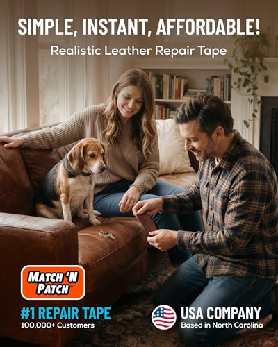 MATCH 'N PATCH Brown Leather Repair Tape, 2.25" x 15' for Furniture - color: Brown, size: 2.25" x 15'