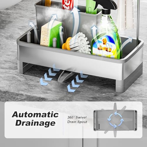 Ewaiira Sponge Holder for Kitchen Sink, Stainless Steel Sink Caddy - color: F-gray