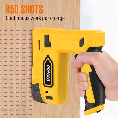 POPULO Yellow 4V Cordless Staple Gun, 2-in-1 for Upholstery, Manual Upgrade - color: Yellow