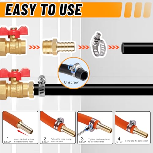 48PCS Brass Hose Barb Fittings with Clamp,Splicer Mender & Adapter - size: 48pcs barb splicer & barb adapter