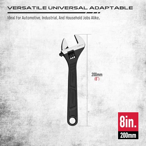 SEDY 8-Inch Adjustable Wrench, Black Oxide Finish Wide Jaw Spanner with Inch/Metric Scale, Premium Drop Forged Steel for Automotive Plumbing and Household Repairs (Pack of 2) - size: 8 Inch (Pack of 2)