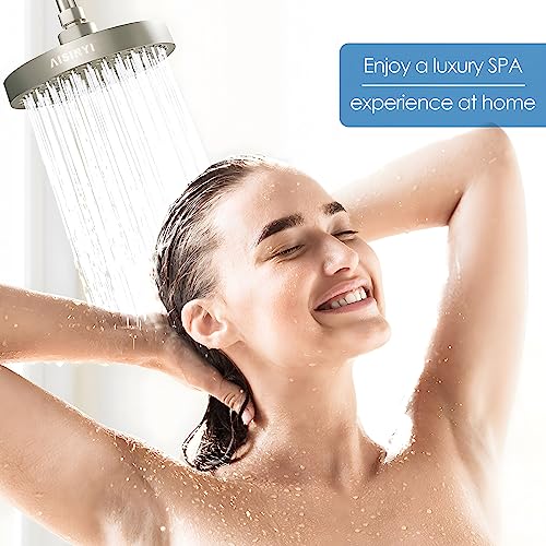 6" High Pressure Rain Shower Head, Luxury Brushed Nickel Finish - color: Brushed Nickel, size: 6 Inch Round (1 PCS)
