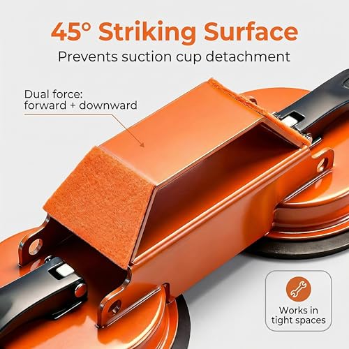 Floor Gap Fixer Tool Heavy Duty Repair Kit 45° Striking Surface Dual Suction Cup with Rubber Mallet for Laminate Vinyl SPC Flooring