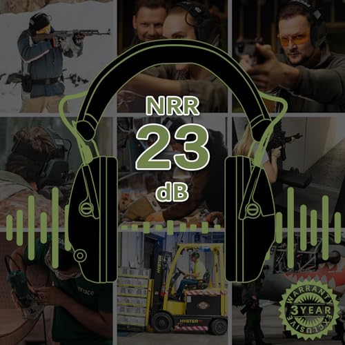 PROHEAR 2 Pack Electronic Ear Protections for Shooting with 4X Sound Amplification, Gun Range Hearing Protection Muffs, NRR 23dB Noise Reduction Headphones for Hunting, Black and Green - style: Electronic-black+green