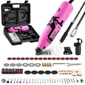 Rotary Tool Kit:DEKOPRO 1.4-Amp Power Hand Rotary Tools with 6 Variable Speed, 127pcs Accessories, 8000~35000RPM Electric Grinder Drill Machine Set with Flex Shaft for Carving, Cutting, Sanding Pink - color: Pink