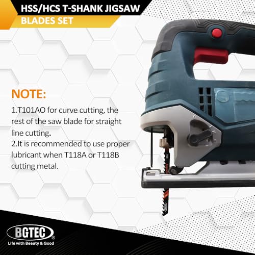 BGTEC 50PCS T Shank Jigsaw Blades Set - HCS/HSS Jig Saw Blades Assortment - size: T118A-T345XF, style: 50 PCS