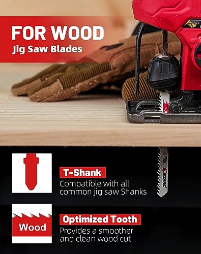 EZARC 30PCS Jigsaw Blades Set, Assorted T-Shank for Wood, Plastic and Metal - size: Mix Pack-30PC
