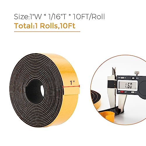 Ravinte Weather Stripping Door Seal, 1 x 1/16" Adhesive Foam Tape, 10 FT - color: Black, size: 1In x 1/16In x 10Ft