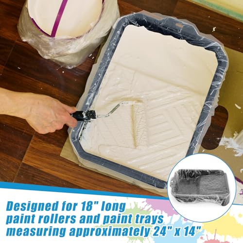 CroBlissful 20 Pcs 9 Inch Paint Tray Liners, Clear Plastic Pan Liners - size: 9 Inch