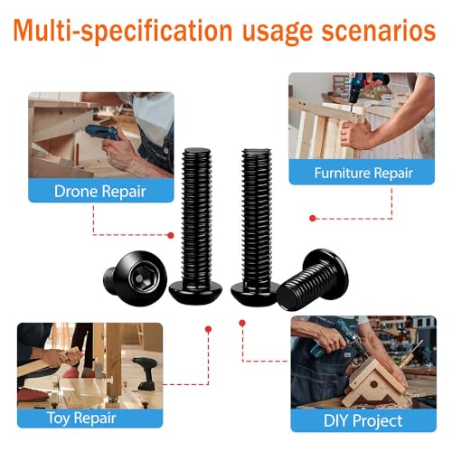 Metuja 20PCS 5/16-18x3/4 Button Head Socket Cap Bolts Screws,304 Stainless Steel Rust & Corrosion Resistant with Black Oxide Finish,Full Thread for DIY,Furniture Assembly,Toys & Mechanical Repair - size: 5/16-18 x 3/4"