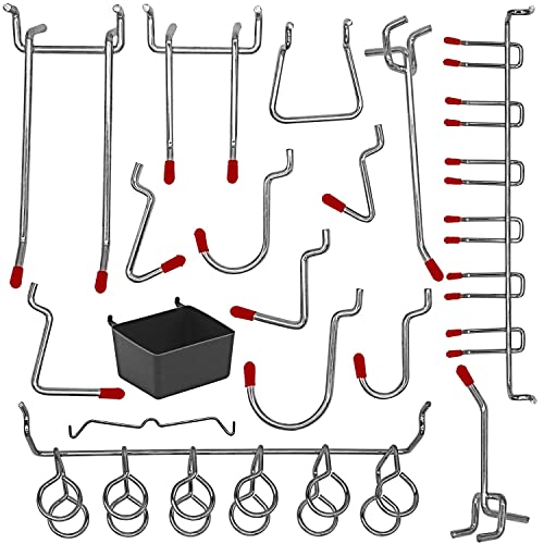 100 pcs Pegboard Hooks Kit Pegboard J Hook Accessories Black Hooks (Black,Sliver, 114)