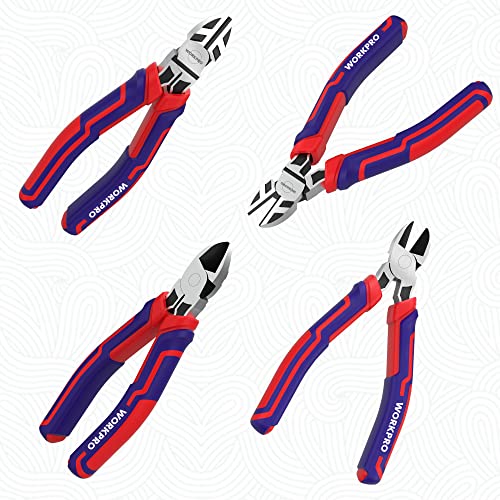 WORKPRO 6” Wire Cutters Heavy Duty CRV Steel, Diagonal Pliers for Cutting Wires Craft, Comfort Grip Handle - size: 6-inch
