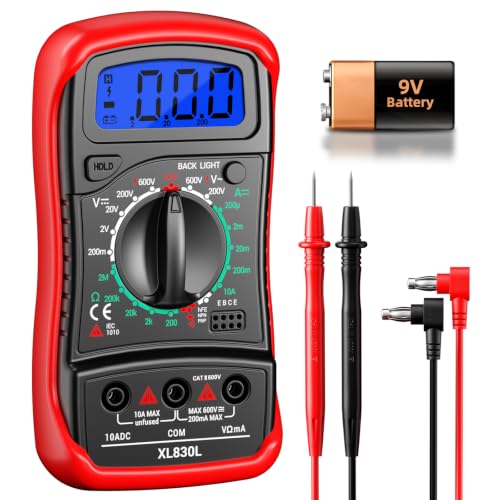 ANENG Digital Multimeter with Case, AC/DC Voltmeter, Ammeter and Ohmmeter - color: Red