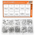 HELIFOUNER 250 Pieces #2-56 x 3/16" 1/4" 5/16" 3/8" 1/2" 5/8" 3/4" 1", Hex Socket Head Cap Screws Bolts Washers Nuts Kit, Coarse Thread, Fully Machine Threaded, 304 Stainless Steel - size: #2-56, style: Socket Head