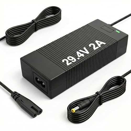 24V Lithium Battery Charger, 29.4V 2A Universal Power Adapter for 7S 24V Li-ion Battery with 5.5mm x 2.1mm DC Connector, Fast Power Supply for Massage Guns, Household Appliances, DIY Electronics