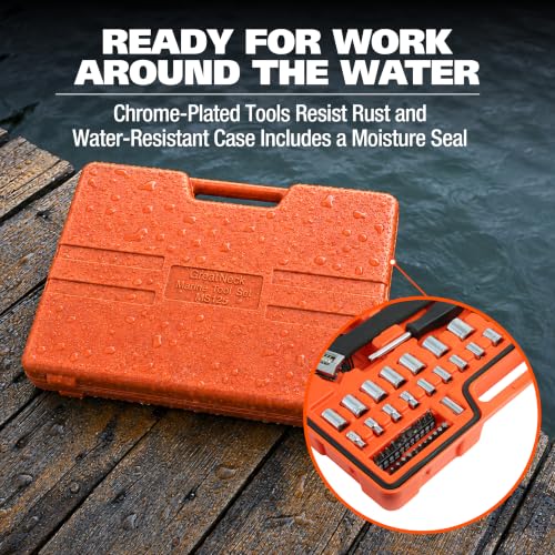 Great Neck MS125 125-Pc Marine Tool Set with Water-Resistant Boat Tool Box - size: 125-Piece