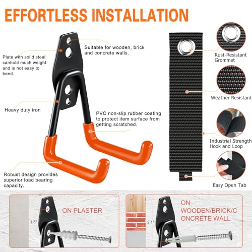HUPBIPY 26 Pack Garage Hooks Heavy Duty, Wall Mount Ladder Hooks - color: 26 Pack Orange