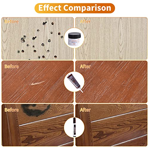 Wood Floor Scratch Repair - Set of 39 - Hardwood Floor Repair Kit Wood Filler Putty, Wood Markers Furniture Repair Kit Touch Up Pens for Scratch Stain Hole, Restore Laminate Vinyl Veneer Cabinet