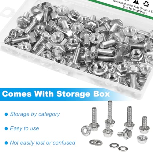 25 Sets M6-1.0 x 16mm Flanged Hex Head Bolts and Nuts Kits - size: M6-1.0 x 16mm