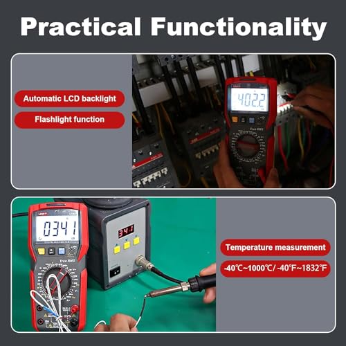 UNI-T UT89X Digital Multimeter Tester, TRMS 6000 Counts AC DC 1000V Multimetro Volt Ohm Meter Automotive Electrical Capacitance Multimeter, Measures Current Temperature NCV Resistance - style: UT89X[Temperature, Live wire test]