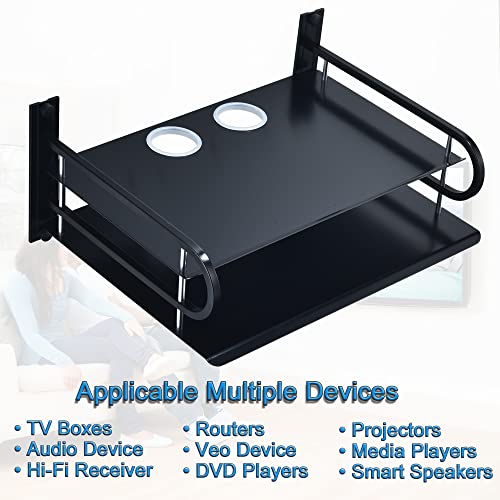 2-Tier Metal Floating Wall Shelves for AV TV Box Console, 12x9.8 Inch - color: 2 Layers-large-1pcs