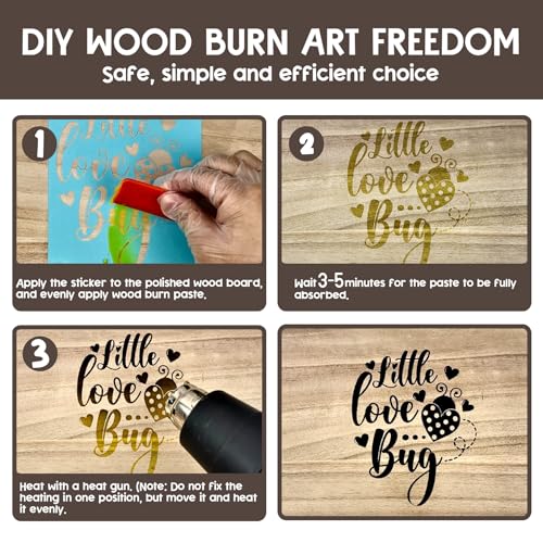 1DFAUL Wooden Burning Paste, 4 OZ Wood Burn Gel with Silicone Squeegee | Create Beautiful Art in Minutes, Personalize Your Craft, for Crafting, Drawing & DIY Arts