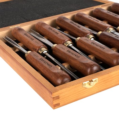12-Piece Wood Carving Chisel Tools Set, Sharp CR-V Steel Blades - size: 12PCS Carving Chisel