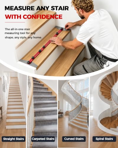 BRL Stair Tread Template Tool, Adjustable 8-60 Inch, Woodworking Tools