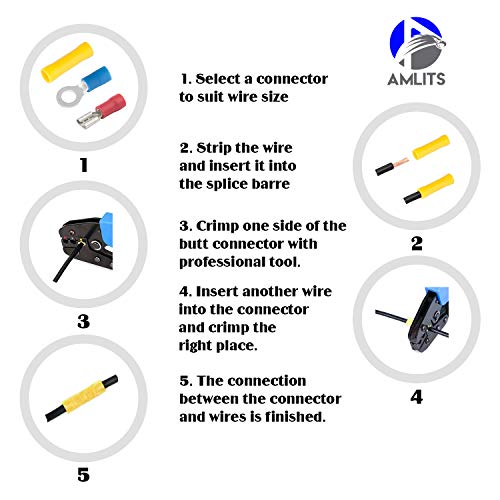 300 PCS Insulated Wire Electrical Connectors - Butt, Ring, Spade, Quick Disconnect - Crimp Terminals Connectors Assortment Kit