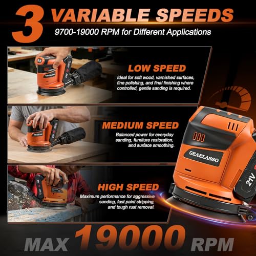 Cordless Random Orbital Sander 5 Inch Battery Powered Palm Sander