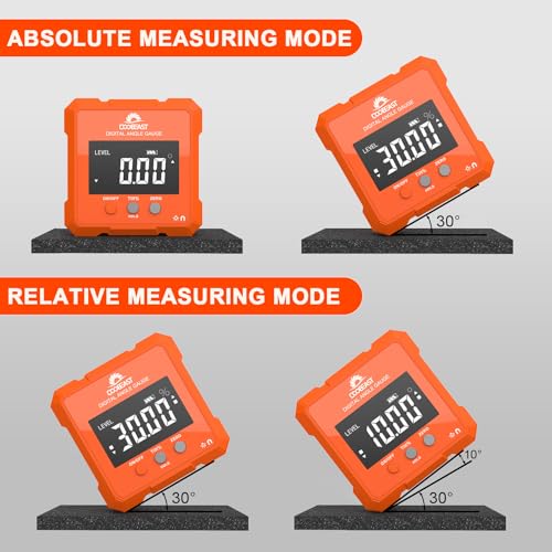 Digital Angle Finder Magnetic Base Compact Digital Level Protractor Orange - color: Orange